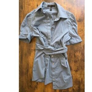 BCBGMAXAZRIA Collared Button-Down Belted Tunic Top – XS